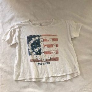 Girls wild and free daisy tee